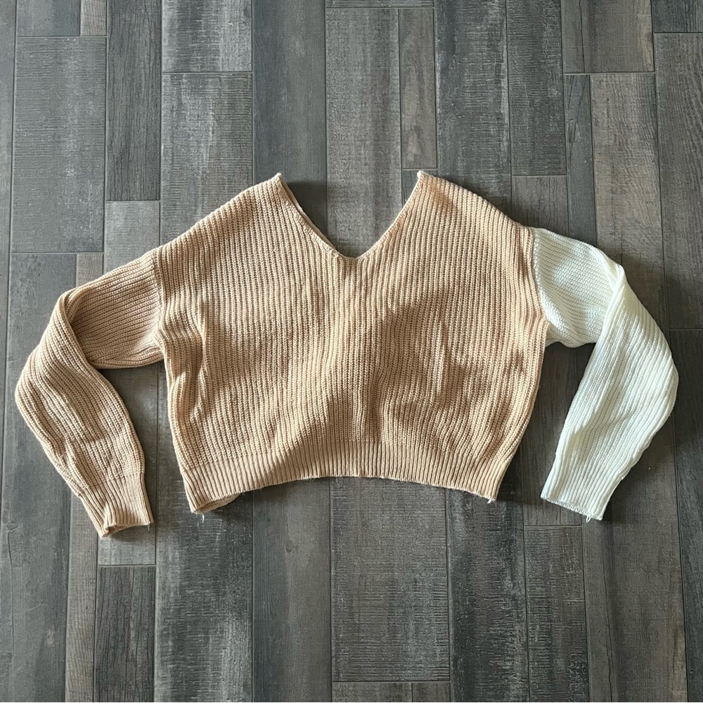 Small SHEIN Off Shoulder Ribbed-Knit Twist Sweater